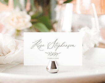 Place Cards Template,  Editable Instant Download, Elegant Script, Folded, Try Before Purchase
