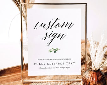 Create Multiple Wedding Signs Template, Try Before Purchase,  Editable Instant Download, Greenery