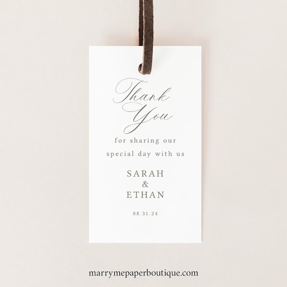 Favor Tag Template, Calligraphy Wedding Favor Tag, Printable, Editable Thank You Favor Tag, Calligraphy Favor Tag, Templett INSTANT Download