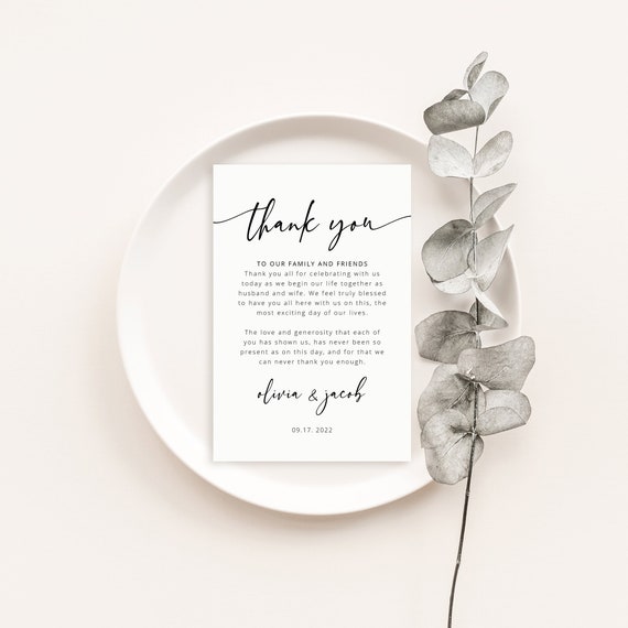 Wedding Thank You Note Template, Modern Calligraphy, Printable Thank You Card, Editable, Templett INSTANT Download