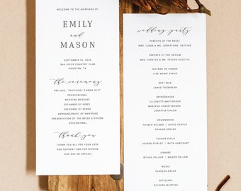 Wedding Program Template, Formal & Elegant, Try Before Purchase, Editable Instant Download