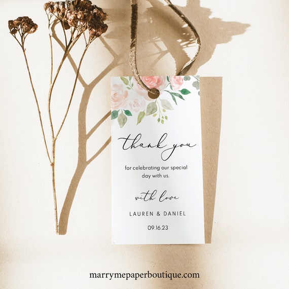Wedding Favor Tag Template, Try Before Purchase, Thank You Tag.