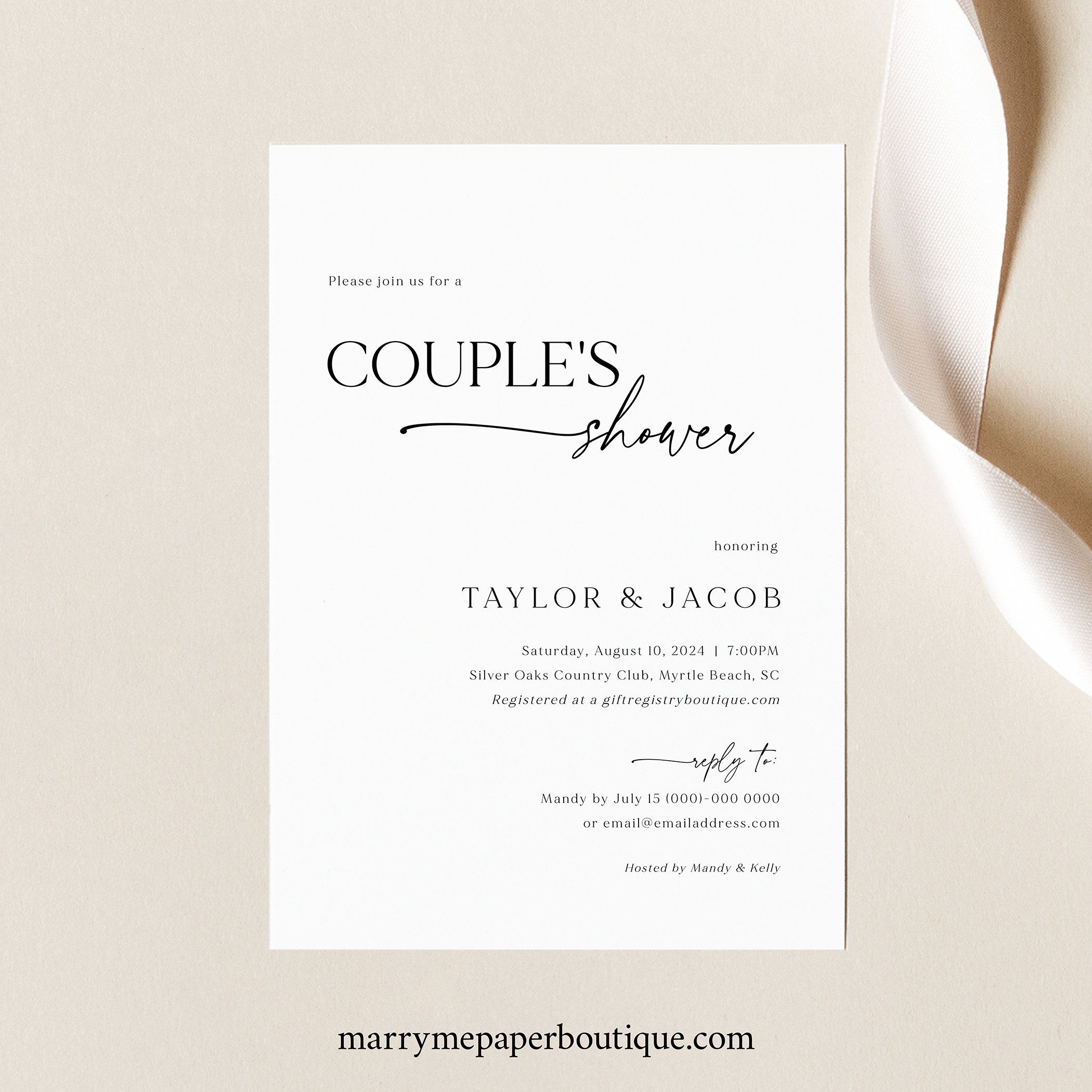Couples Shower Invitation Template Modern &amp; Classic - Etsy
