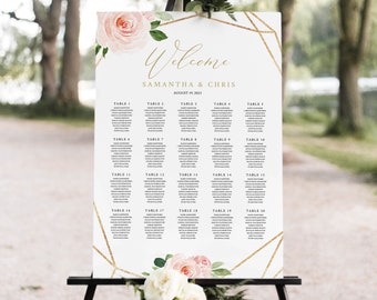 Seating Plan Template, Blush Floral, Instant Download, Wedding Chart Printable, Try Before Purchase