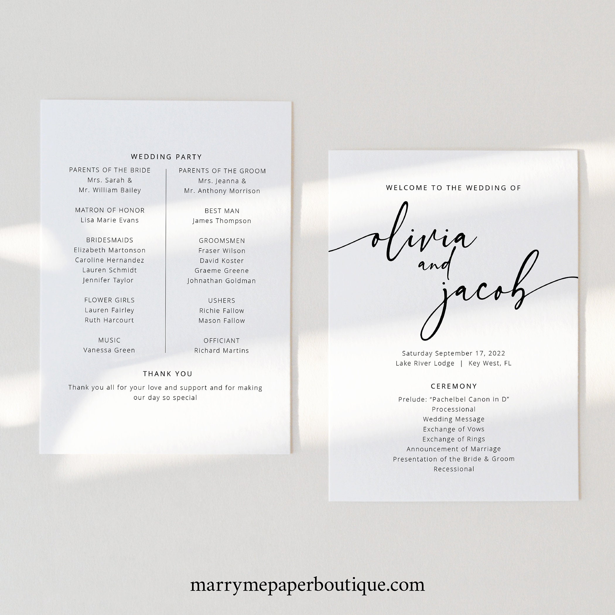 Wedding Program Template Modern Wedding Ceremony Program Printable - Riset