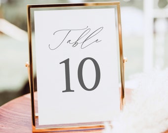 Table Number Template, Modern Stylish Script, Elegant Wedding Table Number Sign Template, Printable, Editable, Templett INSTANT Download