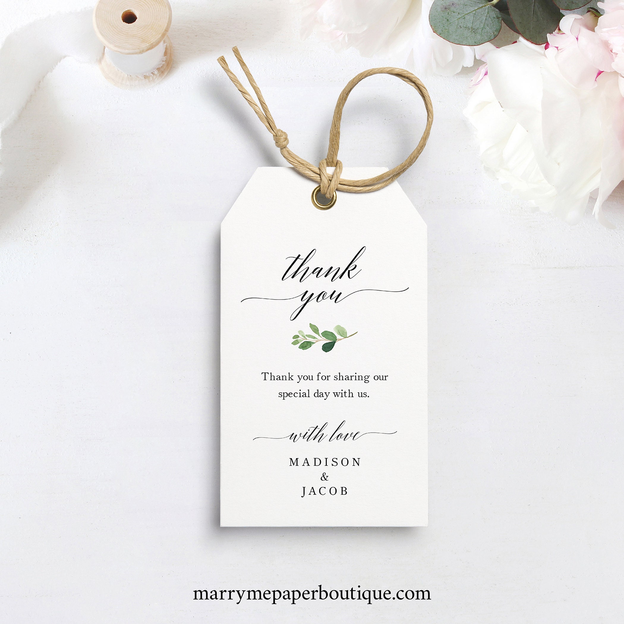 Thank You Favor Tag Template TRY BEFORE You BUY 100/% Editable Instant Download Greenery Wedding Tag Printable