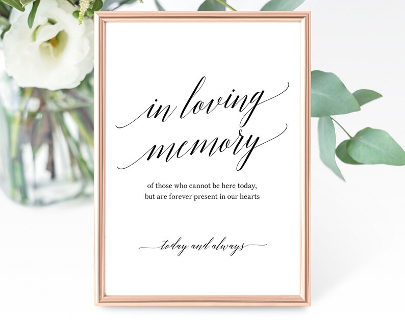 Templates Paper Party Supplies Pdf Instant Download Printable In Loving Memory Sign Forever In Our Hearts Wedding Memorial Sign In Loving Memory Sign Template Mm07 1b