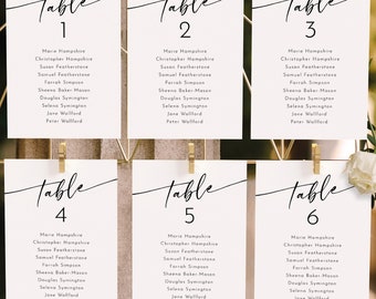 Wedding Seating Plan Cards Template, Minimalist Calligraphy, Editable, Modern Seating Chart Cards, Printable, 4x6, Templett INSTANT Download