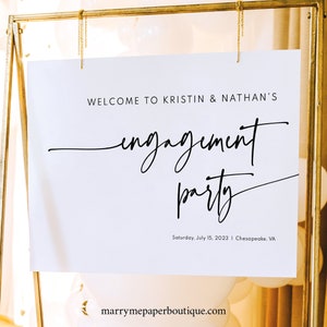 Engagement Party Welcome Sign Template, Modern & Contemporary, Simple Engagement Party Sign, Printable, Editable, Templett INSTANT Download