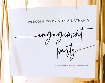 Engagement Party Welcome Sign Template, Modern & Contemporary, Simple Engagement Party Sign, Printable, Editable, Templett INSTANT Download