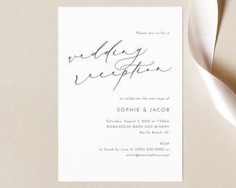 Reception Invitation Template, Luxury Calligraphy, Elegant Reception Evening Invitation, Printable, Templett INSTANT Download, Editable