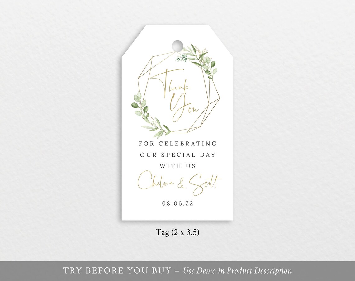 Favor Tag Template Demo Available Printable Editable Instant | Etsy