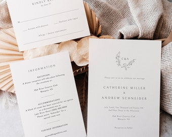 Wedding Invitation Template Suite, Editable & Printable, Templett Instant Download, Demo Available, Elegant Monogram