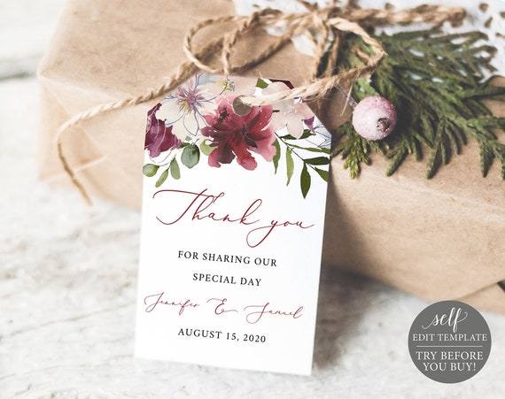 Thank You Tags Wedding Favors Templates