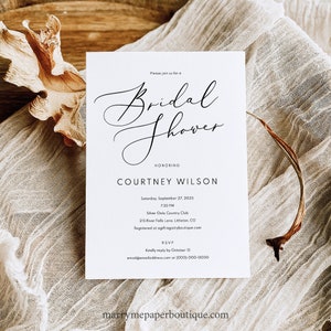 Bridal Shower Invitation Template, Calligraphy, Try Before Purchase, Editable Instant Download