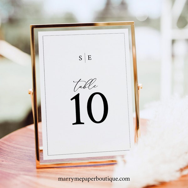 Wedding Table Number Sign Template, Minimalist Wedding Monogram, Editable, 4x6, 5x7, Table Number, Printable, Templett INSTANT Download