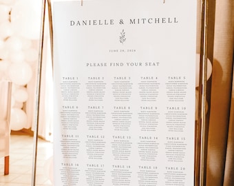 Wedding Seating Chart Template, Self Edit Instant Download, Try Before Purchase, Formal Botanical