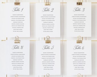 Seating Chart Cards Template, Calligraphy, Traditional Wedding, Seating Plan Printable,  Editable, Templett INSTANT Download