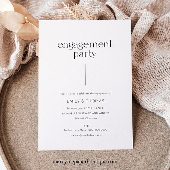 Engagement Party Invitation Template, Minimalist Modern Design, Editable, Engagement Party Invite, Printable, Templett INSTANT Download