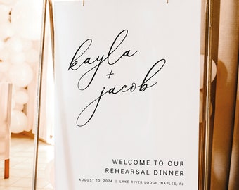 Rehearsal Dinner Welcome Sign Template, Modern Elegance, Wedding Rehearsal Welcome Sign, Printable, Editable, Templett INSTANT Download