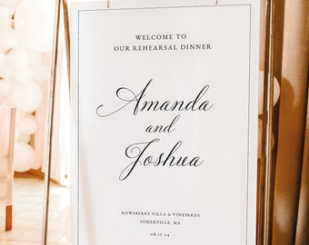 Rehearsal Dinner Welcome Sign Template, Traditional Wedding Calligraphy, Border, Printable Rehearsal Welcome Sign, Templett INSTANT Download