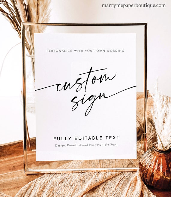 Wedding Sign Bundle Template, Minimalist Calligraphy, Editable, Modern Wedding Signs Bundle, Printable, 8x10, Templett INSTANT Download