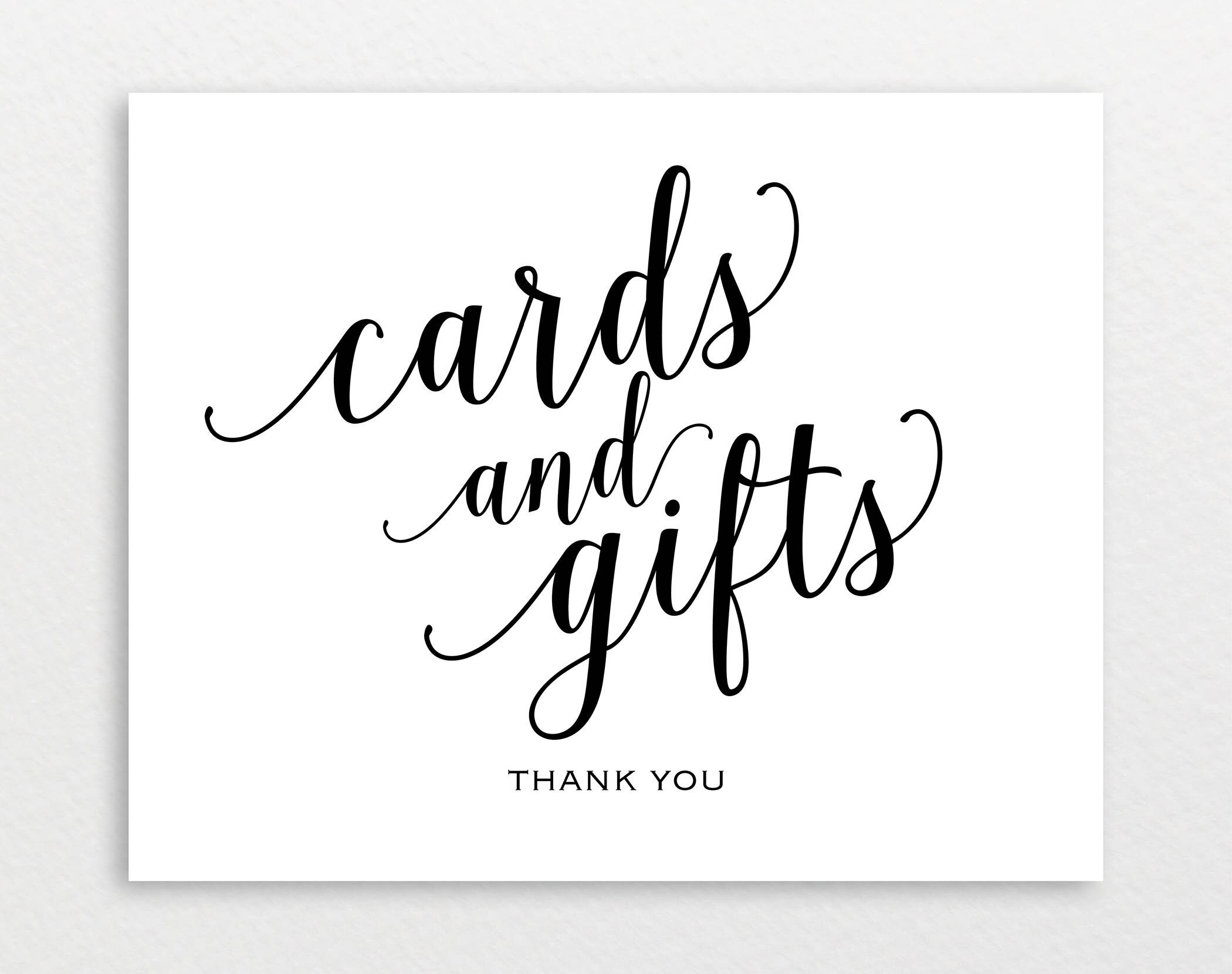 Cards and Gifts Sign Cards &amp; Gifts Printable Gift Table | Etsy