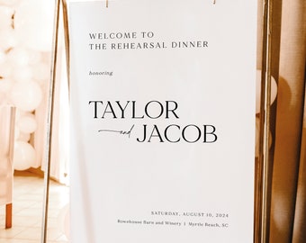 Rehearsal Dinner Welcome Sign Template, Modern & Classic,  Printable, Rehearsal Welcome Sign, Editable, Templett INSTANT Download