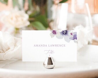 Wedding Place Card Template, Delicate Lilac Flowers, Flat & Tent Place Cards, Printable, Purple Hydrangea, Templett INSTANT Download