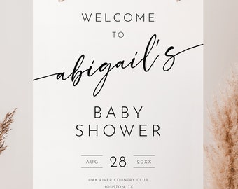 Baby Shower Welcome Sign Template, Minimalist Calligraphy, Editable, Modern, Welcome to the Baby Shower Sign, Templett INSTANT Download