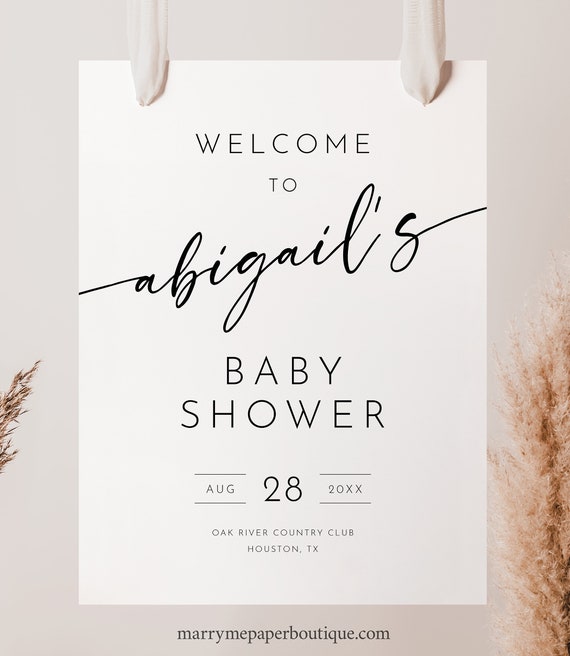 Baby Shower Welcome Sign Template, Minimalist Calligraphy, Editable, Modern, Welcome to the Baby Shower Sign, Templett INSTANT Download