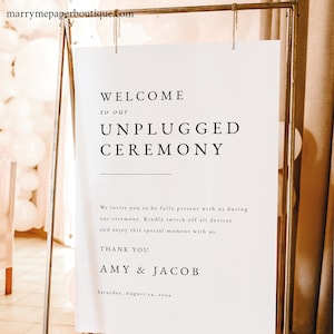 Classic Unplugged Ceremony Sign Template, Simple Unplugged Wedding Sign, Printable, Editable, Unplugged Poster, Templett INSTANT Download