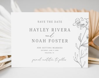 Save the Date Template, Elegant Floral, Try Before Purchase,  Editable Instant Download