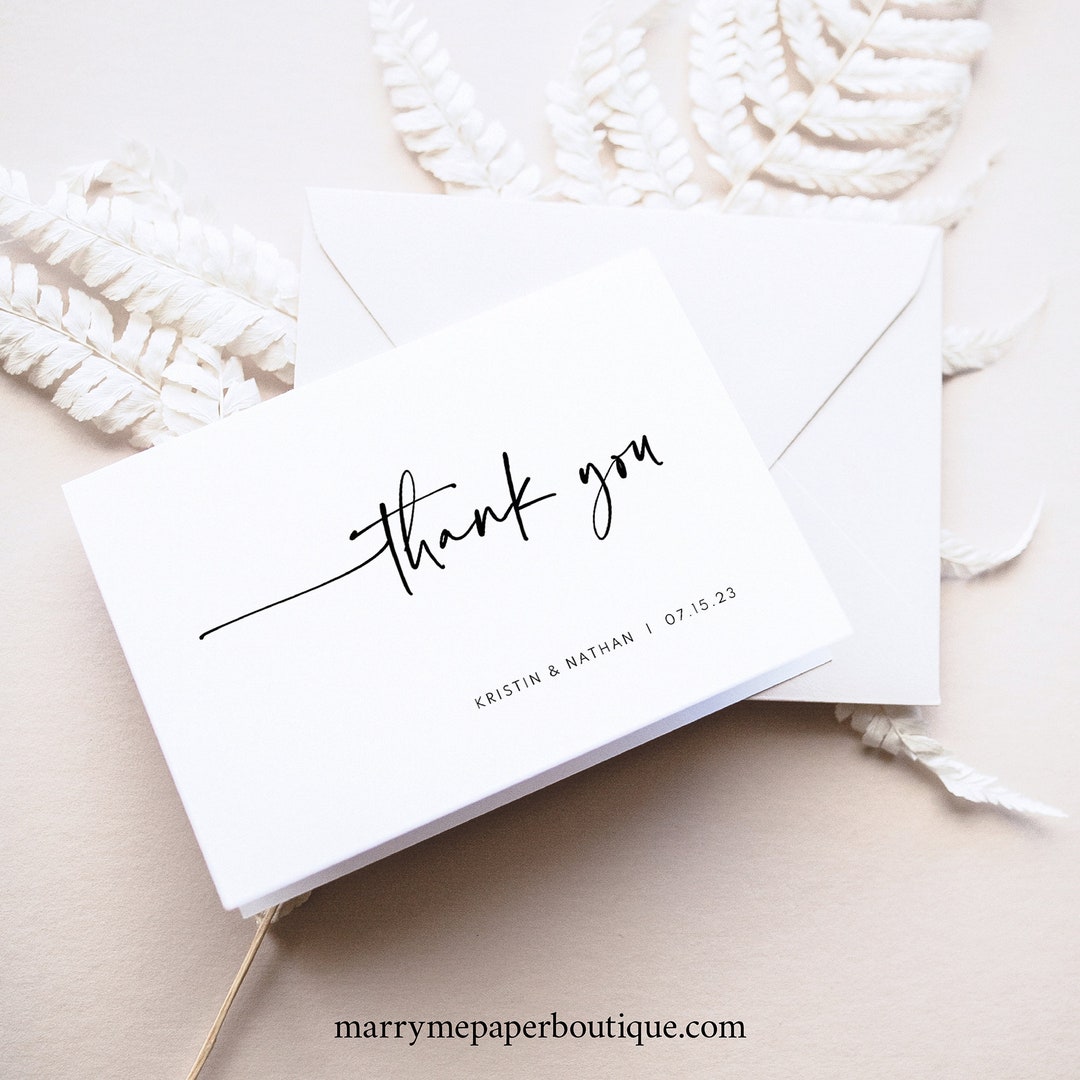 Thank You Card Template, Folding, Modern Contemporary, Clean Simple ...