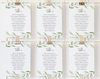 Seating Chart Template, Greenery Leaves, Try Before Purchase, Editable Instant Download