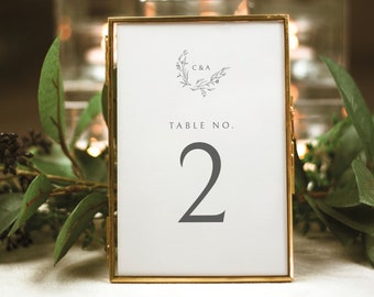 Table Number Template, Instant Download, Try Before Purchase, Elegant Monogram Design, Templett Editable & Printable