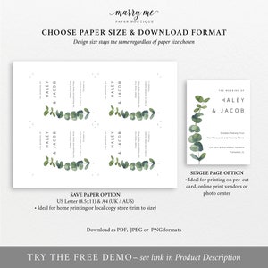 Wine Bottle Label Template, Elegant Eucalyptus, Greenery Wedding Wine Label Printable, Editable, Templett INSTANT Download image 5