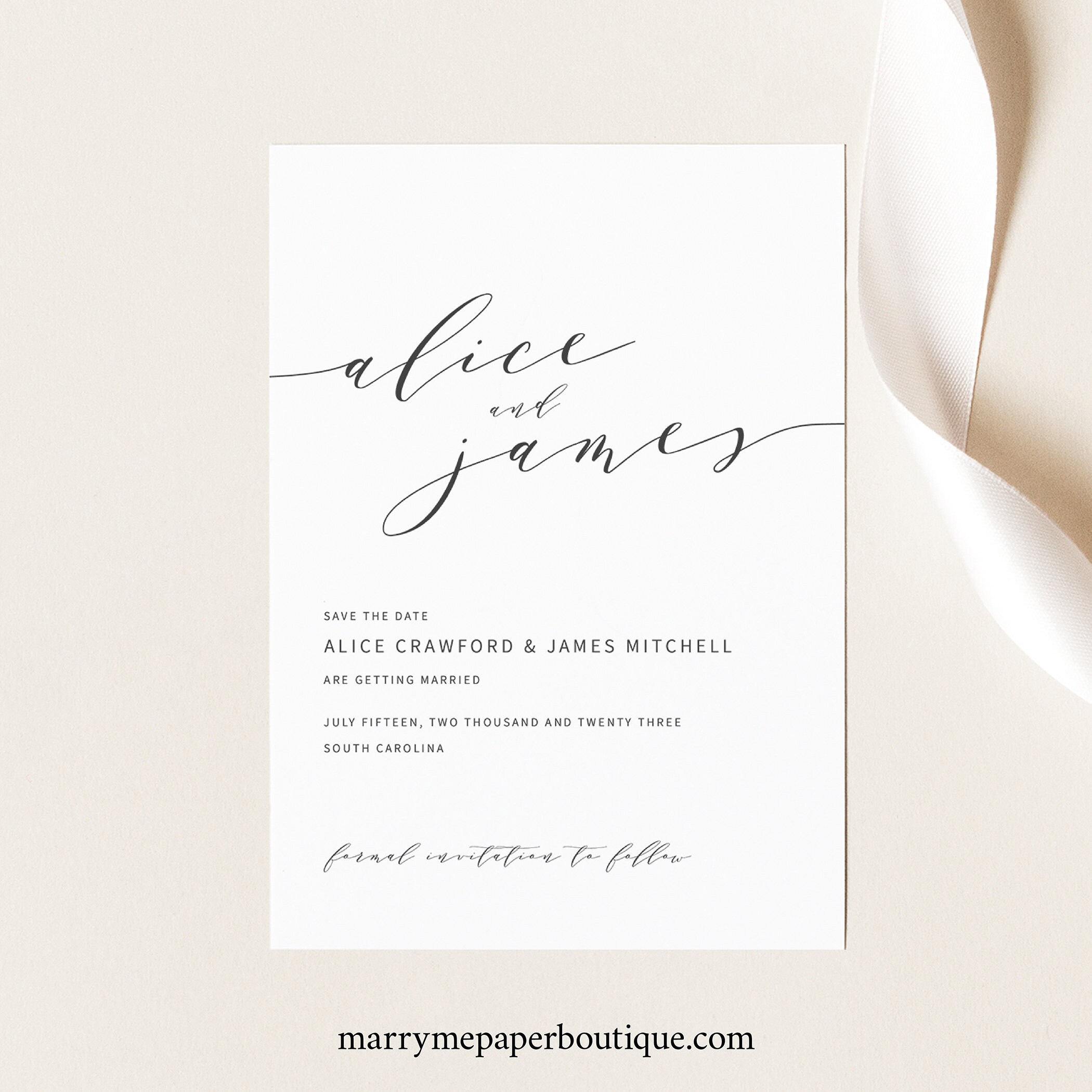 Elegant Save the Date Template, Modern Save Our Date Card Printable