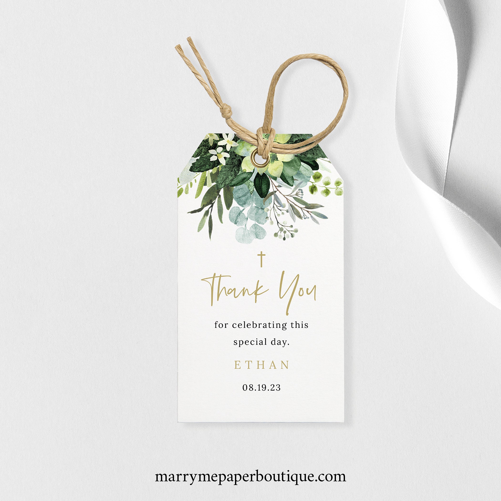 Baptism Thank You Tag Template Lush Greenery Baptism Tag Printable baptism-thank-you-tag-template-lush-greenery-baptism-tag-printable