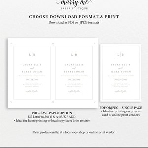 Wedding Invitation Template Set, Monogram & Border, Wedding Invitation Suite, Printable, Editable, RSVP, Details, Templett INSTANT Download image 6