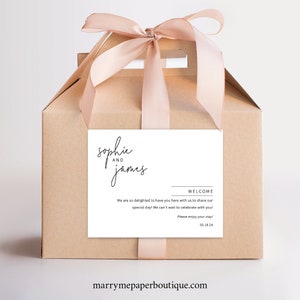 Wedding Welcome Bag Label Template, Minimalist Elegant, Editable & Printable Instant Download, Try Before Purchase