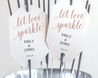 Sparkler Tag Template,  Editable Instant Download, Try Before Purchase, Rose Gold Script