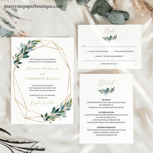 Try Before Purchase! Invitation Set Template,  Editable Wedding Invitation Set Printable, Instant Download