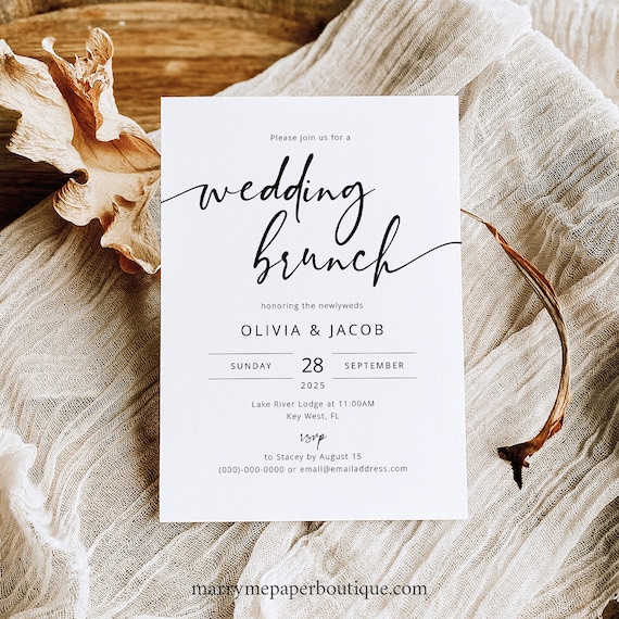 Wedding Brunch Invitation Template, Modern Calligraphy, Printable, Modern Wedding Brunch Invite Card, Templett INSTANT Download, Editable