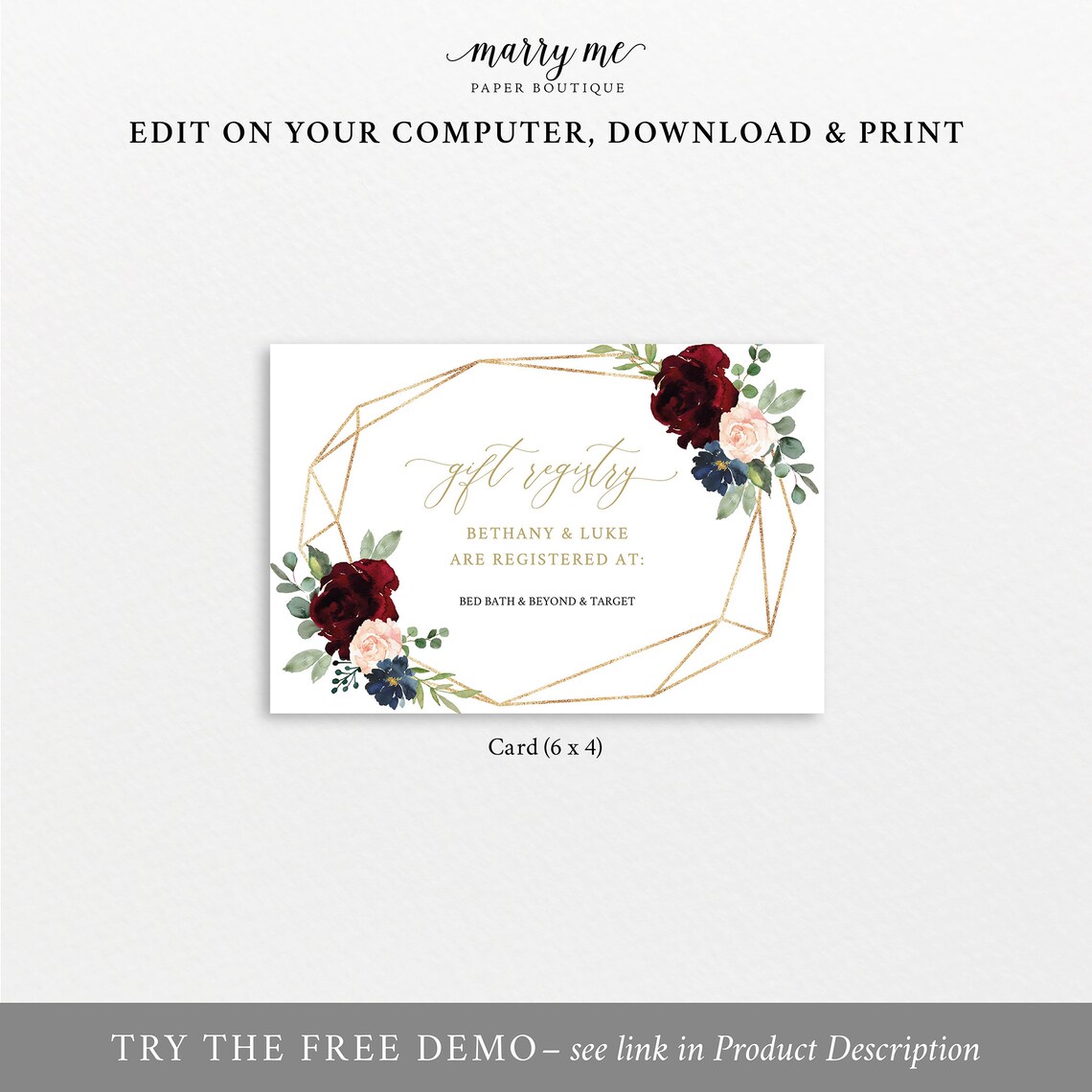 Wedding Registry Card Template Printable Editable Instant | Etsy