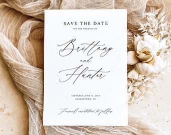 Save the Date Template, Stylish Script Font,  Editable Instant Download, Try Before Purchase