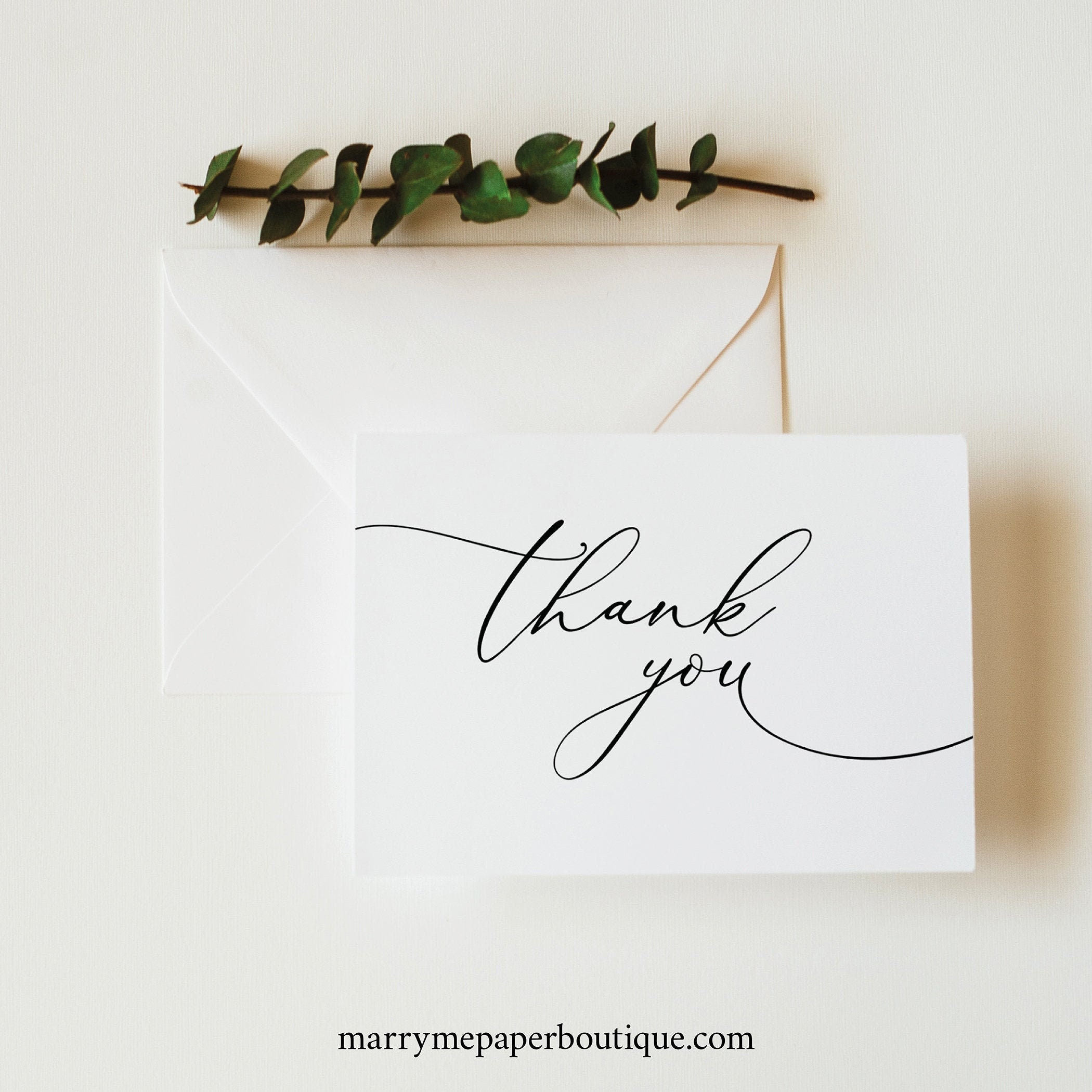 Classic Thank You Card Template Folded Elegant Thank You Etsy