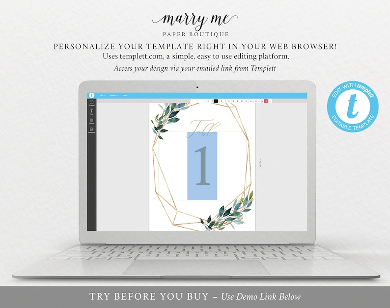 Table Number Template TRY BEFORE You Buy Editable Instant Download Wedding Printable