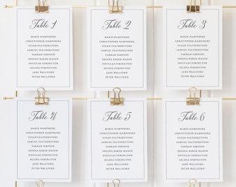 Seating Cards Template, Traditional Wedding Calligraphy & Border, Printable Wedding Seating Plan Cards, Templett INSTANT Download, Editable